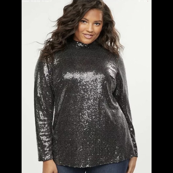 🆕NEW! Sequin Mock-Neck Top Size 22 - Picture 3 of 6